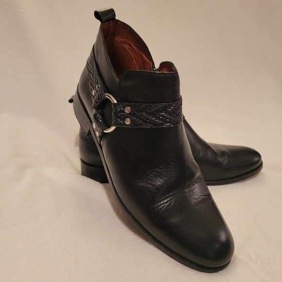 Marroqui Sanchez Blk Leather Harness Ankle Boot Sz 38 EUC - Picture 10 of 13